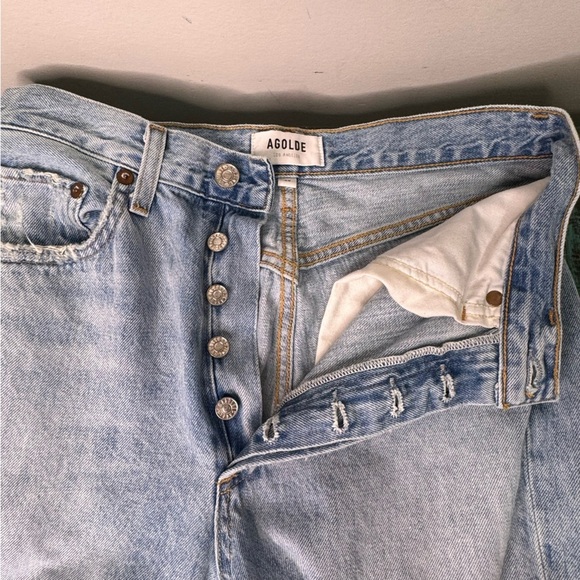 Agolde Riley High Rise Straight Crop Jeans Distressed Size 27 - Picture 12 of 16